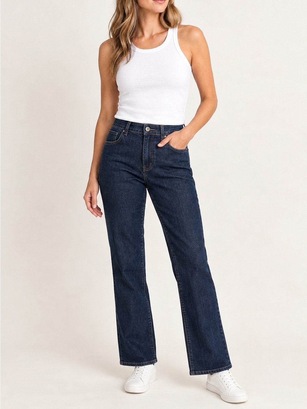 Natural Reflections Fleece Lined Jeans Size 12 Dark Wash Straight Leg